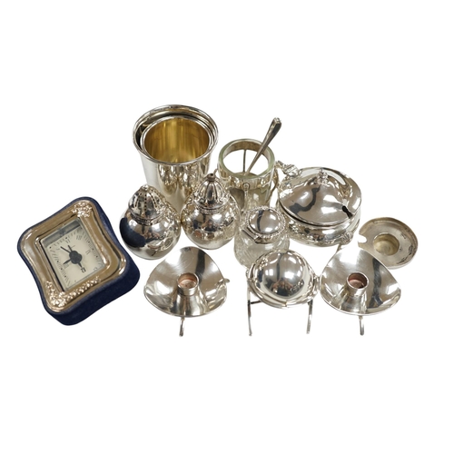 874 - Small silver including an Edwardian miniature silver revolving 'breakfast dish' by Saunders & Shephe... 