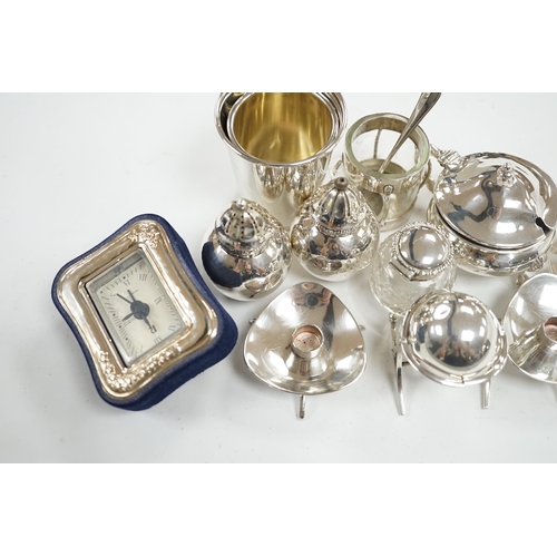 874 - Small silver including an Edwardian miniature silver revolving 'breakfast dish' by Saunders & Shephe... 