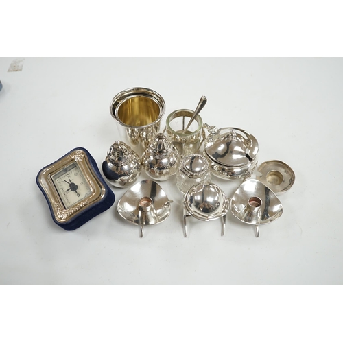 874 - Small silver including an Edwardian miniature silver revolving 'breakfast dish' by Saunders & Shephe... 