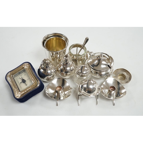 874 - Small silver including an Edwardian miniature silver revolving 'breakfast dish' by Saunders & Shephe... 