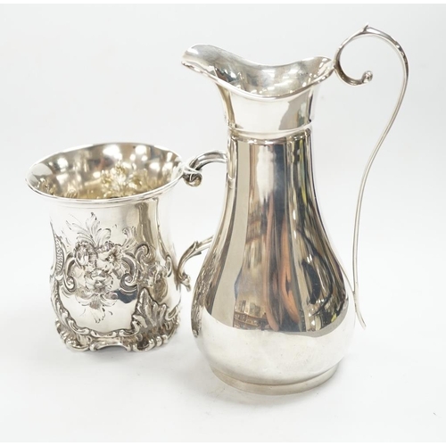 877 - A Victorian embossed silver christening mug, George John Richards, London, 1852, 91mm, together with... 