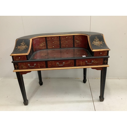 88 - A reproduction chinoiserie painted Carlton House type desk, width 126cm, depth 64cm, height  89cm. C... 