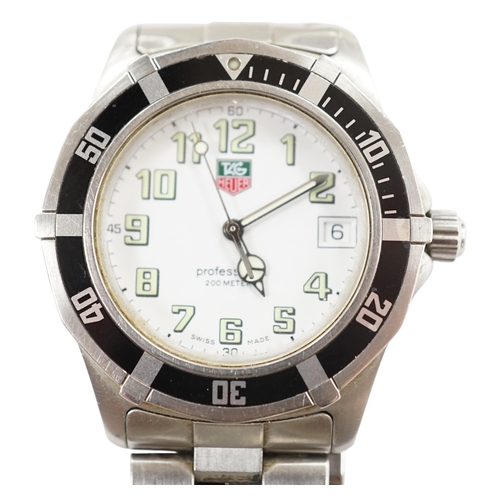 923 - A gentleman's recent stainless steel Tag Heuer Professional quartz wrist watch, no box or papers. Co... 