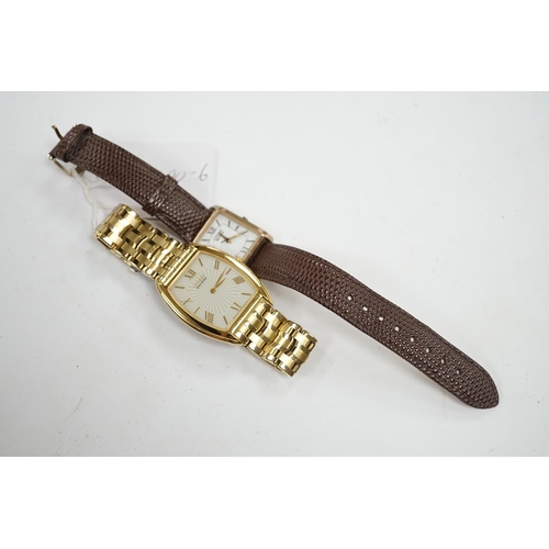 946 - A gentleman's recent gilt metal Citizen Eco-Drive wrist watch and one other Citizen watch. Condition... 