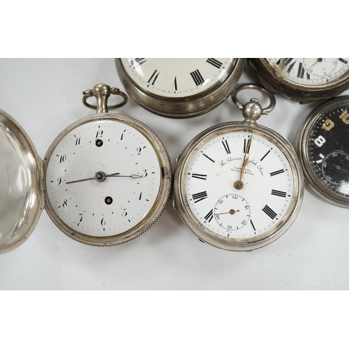 990 - Five assorted pocket watches including two silver, one by John Whichcord of Maidstone. Condition - p... 