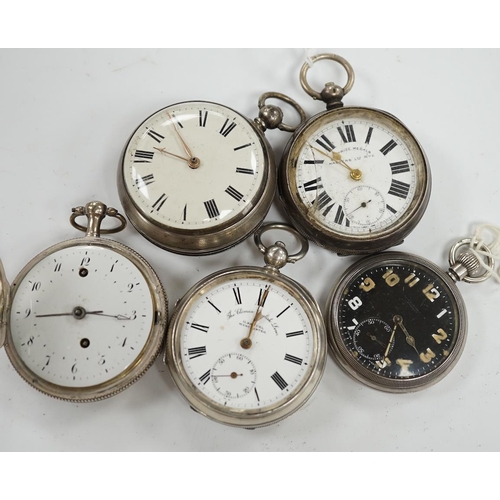 990 - Five assorted pocket watches including two silver, one by John Whichcord of Maidstone. Condition - p... 