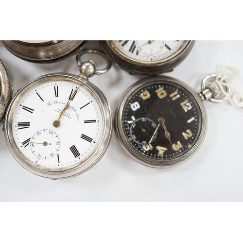 990 - Five assorted pocket watches including two silver, one by John Whichcord of Maidstone. Condition - p... 