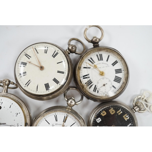 990 - Five assorted pocket watches including two silver, one by John Whichcord of Maidstone. Condition - p... 