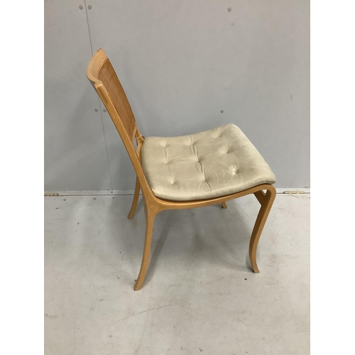 1001 - A Bruno Mathsson Kerstin beech chair with white leather squab seat, width 45cm, depth 45cm, height 7... 