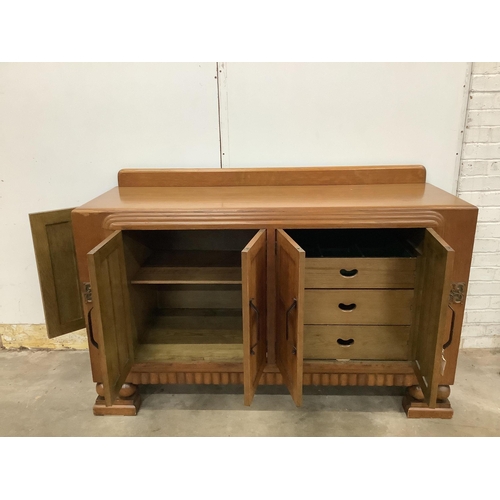 1003 - A French Art Deco oak sideboard, width 153cm, depth 52cm, height 99cm. Condition - good