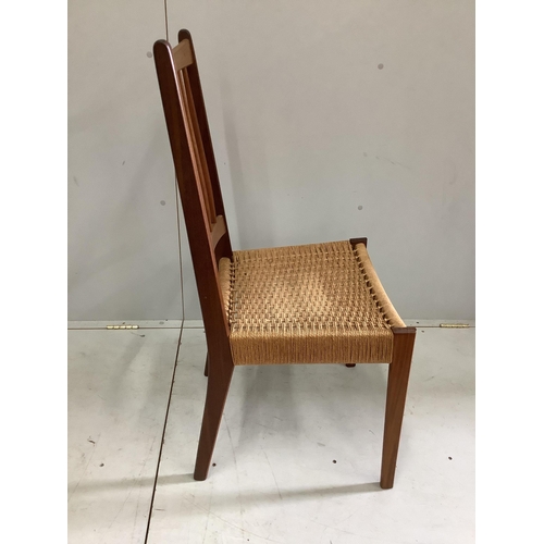 1017 - Arne Hovmand Olsen for Mogens Kold, a set of eight teak dining chairs with paper cord seats,  width ... 