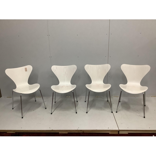 1022 - Four Fritz Hansen Series 7 white ash chairs, width 49cm, depth 49cm, height 78cm. Condition - fair... 