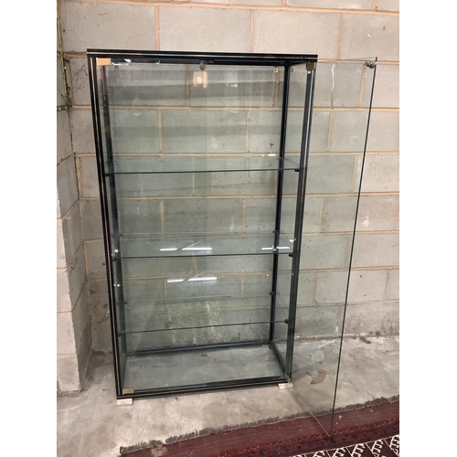 1049 - Pierre Vandel, a lacquered brass display cabinet, width 90cm, depth 37cm, height 163cm. Condition - ... 