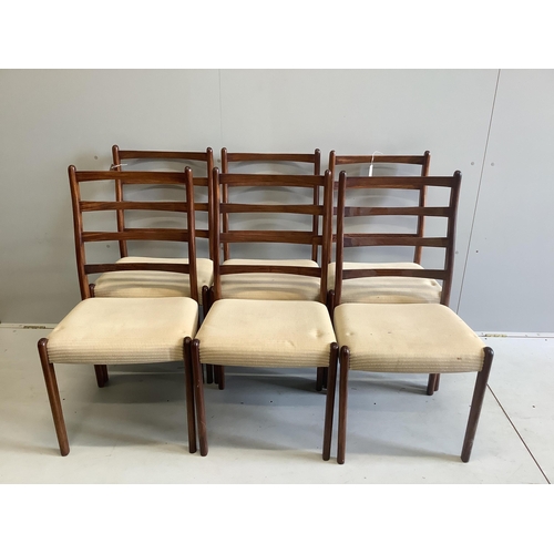 1066 - A set of six mid century Aphromosa dining chairs, width 49cm, depth 46cm, height 96cm. Condition - g... 