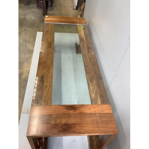 1067 - DFP Design, a solid American walnut and glass dining table, width 240cm, depth 83cm, height 73cm, to... 