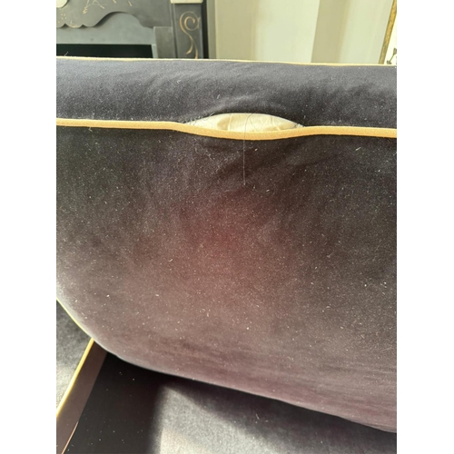 1082 - DFP design, a black velvet sofa width 320cm, depth 121cm, height 60cm. Condition - fair