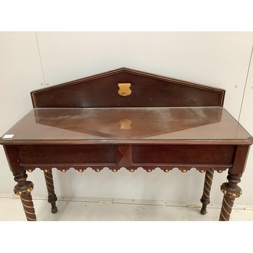 1113 - A Victorian mahogany hall table, width 117cm, depth 44cm, height 102cm. Condition - fair