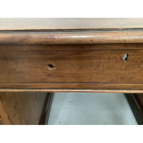 1120 - A Victorian mahogany pedestal desk, fitted eight small drawers, boarded top, width 151cm, depth 79cm... 