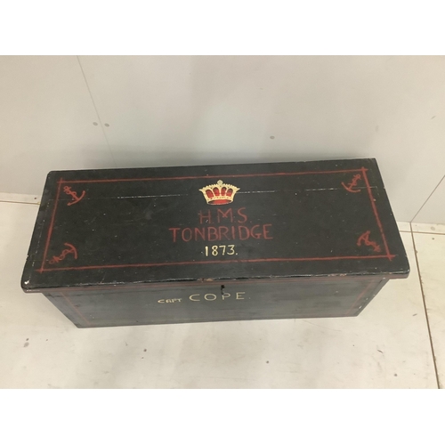 1135 - An HMS Tonbridge, Capt Cope trunk, later painted, width 109cm, depth 42cm, height 43cm. Condition ... 