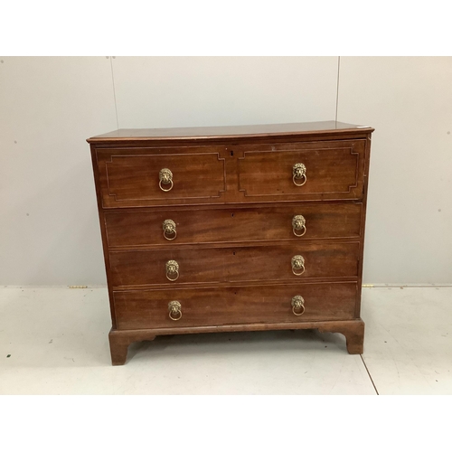 1145 - A George IV mahogany secretaire chest, width 108cm, depth 54cm, height 98cm. Condition - fair