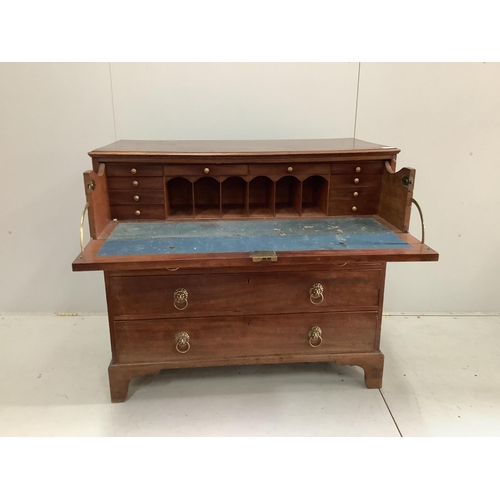 1145 - A George IV mahogany secretaire chest, width 108cm, depth 54cm, height 98cm. Condition - fair