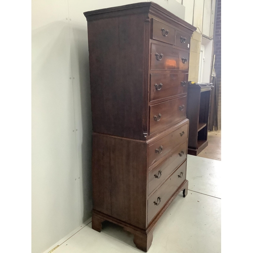 1148 - A George III mahogany chest on chest, width 104cm, depth 55cm, height 181cm. Condition - good