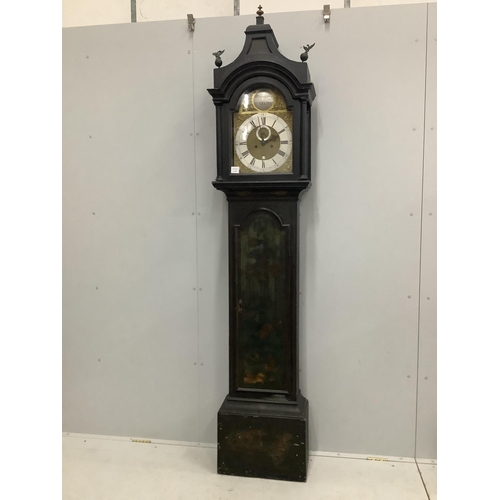 1150 - A George III blue japanned eight day longcase clock by William Presbury, Coventry, height 232cm. Con... 