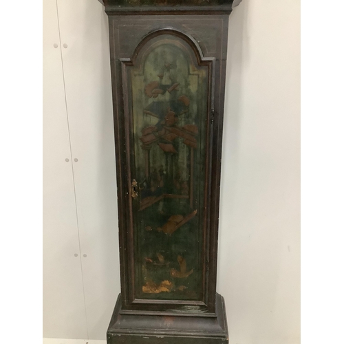 1150 - A George III blue japanned eight day longcase clock by William Presbury, Coventry, height 232cm. Con... 