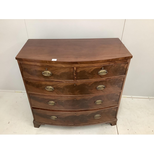 1159 - A Regency mahogany bowfronted chest of drawers, width 106cm, depth 54cm, height 101cm. Condition - f... 