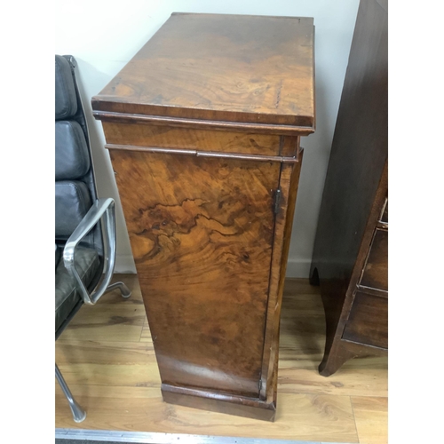 1167 - A Victorian figured walnut Wellington chest, width 49cm, depth 33cm, height 98cm. Condition - poor t... 