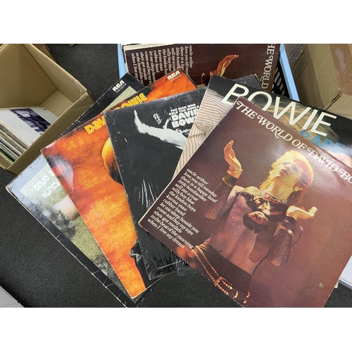 1253 - Ninety LP record albums, 12 and 7 singles, etc. artists including; David Bowie, Jimi Hendrix, the ... 