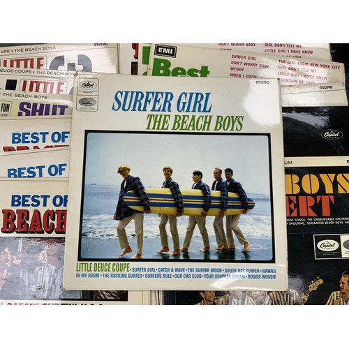 1268 - Nineteen The Beach Boys LP record albums including; Surfer Girl, Little Deuce Coupe, Shut Down Vol.2... 