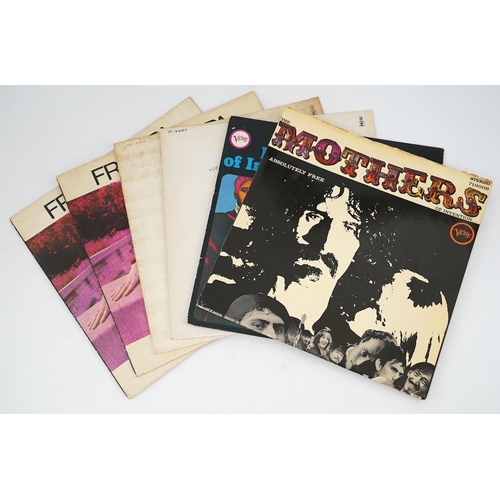 1276 - Six Frank Zappa and Mothers of Invention LP record albums; Absolutely Free, Stereo on Verve 710 006A... 