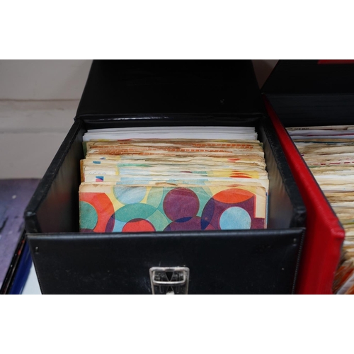 1279 - Four 7 single carry cases, containing singles on labels including; Brunswick, Decca, HMV, Pye, Colu... 