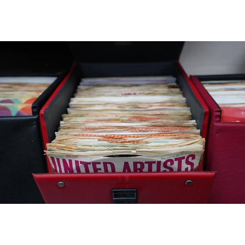 1279 - Four 7 single carry cases, containing singles on labels including; Brunswick, Decca, HMV, Pye, Colu... 