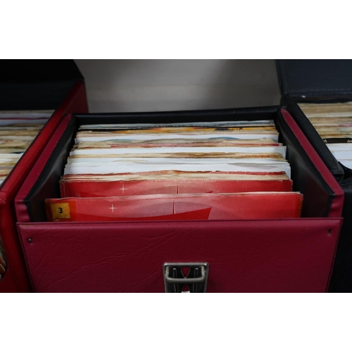 1279 - Four 7 single carry cases, containing singles on labels including; Brunswick, Decca, HMV, Pye, Colu... 