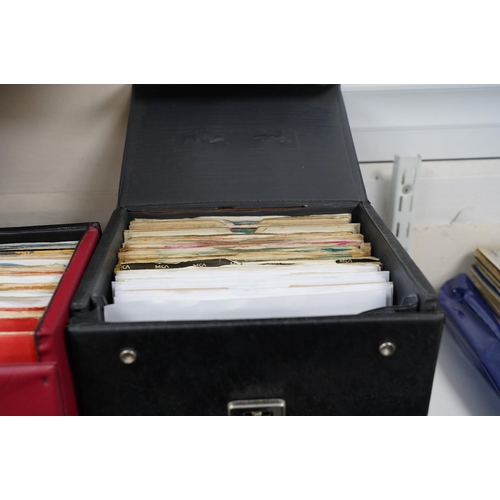 1279 - Four 7 single carry cases, containing singles on labels including; Brunswick, Decca, HMV, Pye, Colu... 