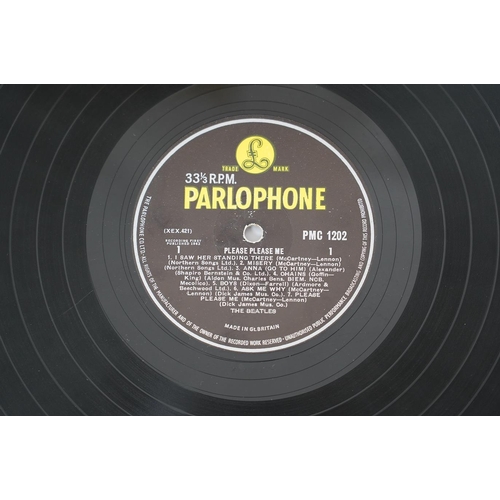 1305 - Eleven The Beatles LP record albums; Please Please Me, PMC 1202, XEX.421, two copies of With The Bea... 