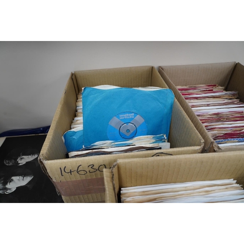 1309 - Three boxes of 7 singles on London, RCA, United Artists, Warner Brothers, Regal, Reprise, etc. labe... 