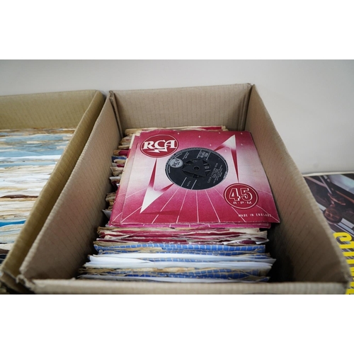 1309 - Three boxes of 7 singles on London, RCA, United Artists, Warner Brothers, Regal, Reprise, etc. labe... 