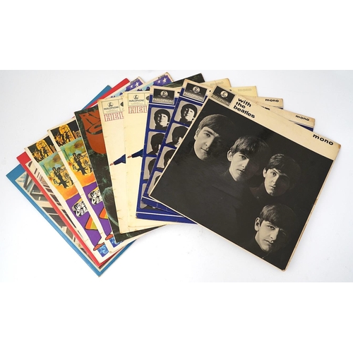 1310 - Ten The Beatles LP record albums; With The Beatles, PMC 1206, XEX.447, two copies of A Hard Days Ni... 