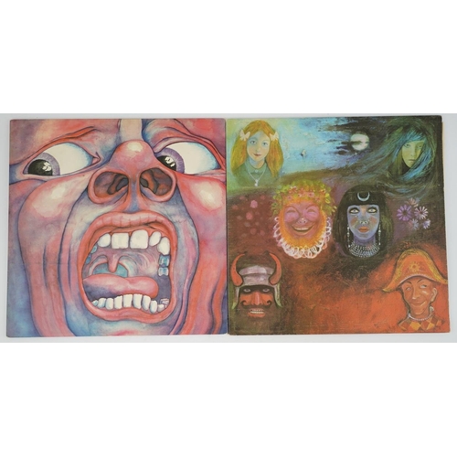 1330 - Two King Crimson LP record albums; In The Court of the Crimson King, Island ILPS 9111 palm tree labe... 