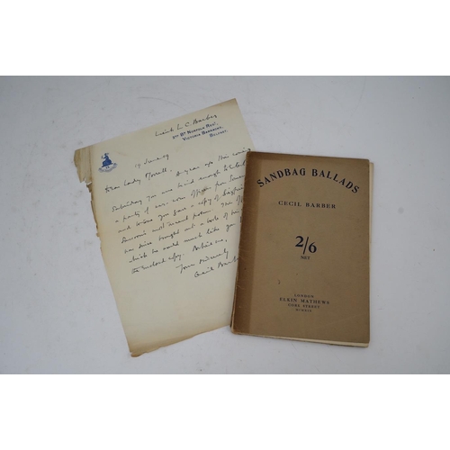 1369 - Letter from First World War soldier Leonard Cecil Barber on Norfolk Regiment headed paper, to Lady O... 