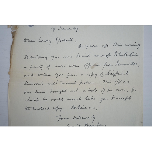 1369 - Letter from First World War soldier Leonard Cecil Barber on Norfolk Regiment headed paper, to Lady O... 