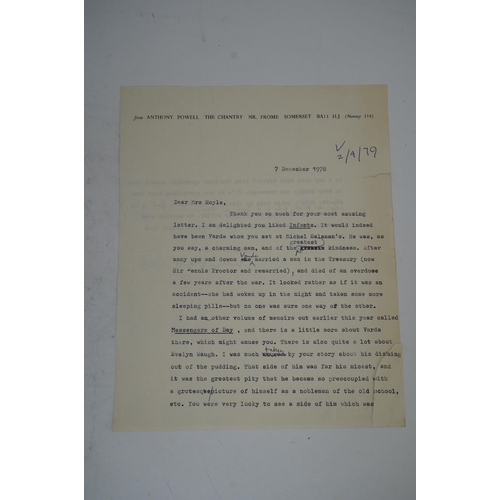 1378 - Anthony Powell (1905-2000). Typed letter with handwritten amendments and full signature, to a Mrs Ho... 