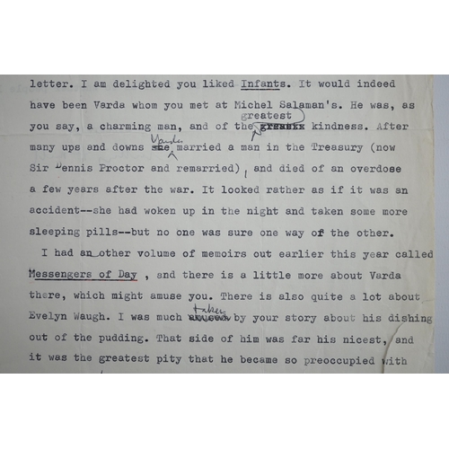 1378 - Anthony Powell (1905-2000). Typed letter with handwritten amendments and full signature, to a Mrs Ho... 