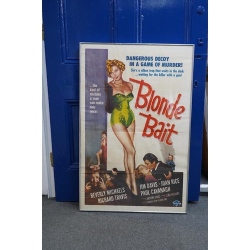 1383 - Original poster for Blonde Bait (1956), with Beverly Michaels, framed, 104 x 69cm. Condition - good... 