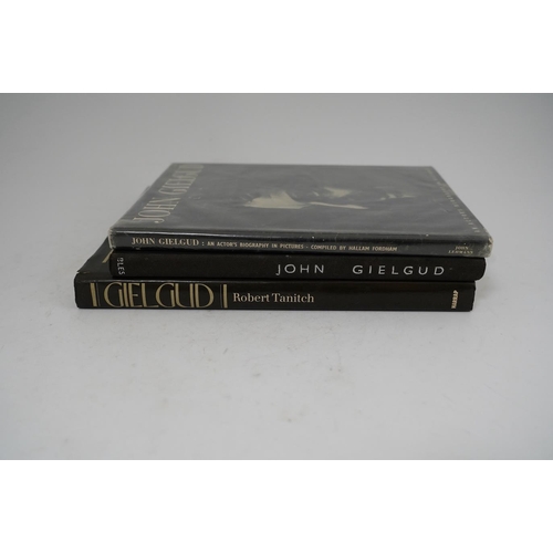 1384 - A theatrical archive of signed photos, a poster and books relating to John Gielgud and Laurence Oliv... 