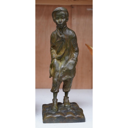 1406 - H. Chargeboeuf (French), bronze, figure of a youth with his hands in his pockets, 24cm. Condition - ... 