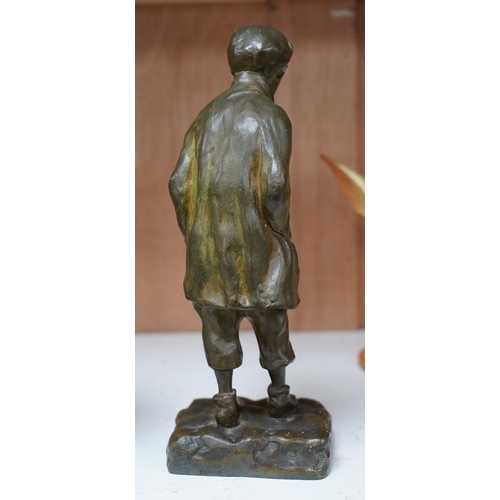 1406 - H. Chargeboeuf (French), bronze, figure of a youth with his hands in his pockets, 24cm. Condition - ... 